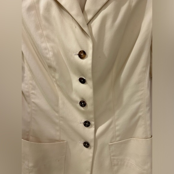 Escada Jacket, Short Sleeve, Button Front, Front Patch Pockets, Cream, Sz 6 / 36 - Picture 10 of 15